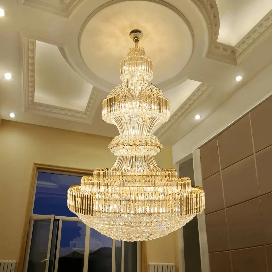 Luxury Extra Large Crystal Chandelier Round Ceiling Light Fixture for Foyer, Entryway & Entrance - D39.4"*H59.1"Warm Lightcasivra