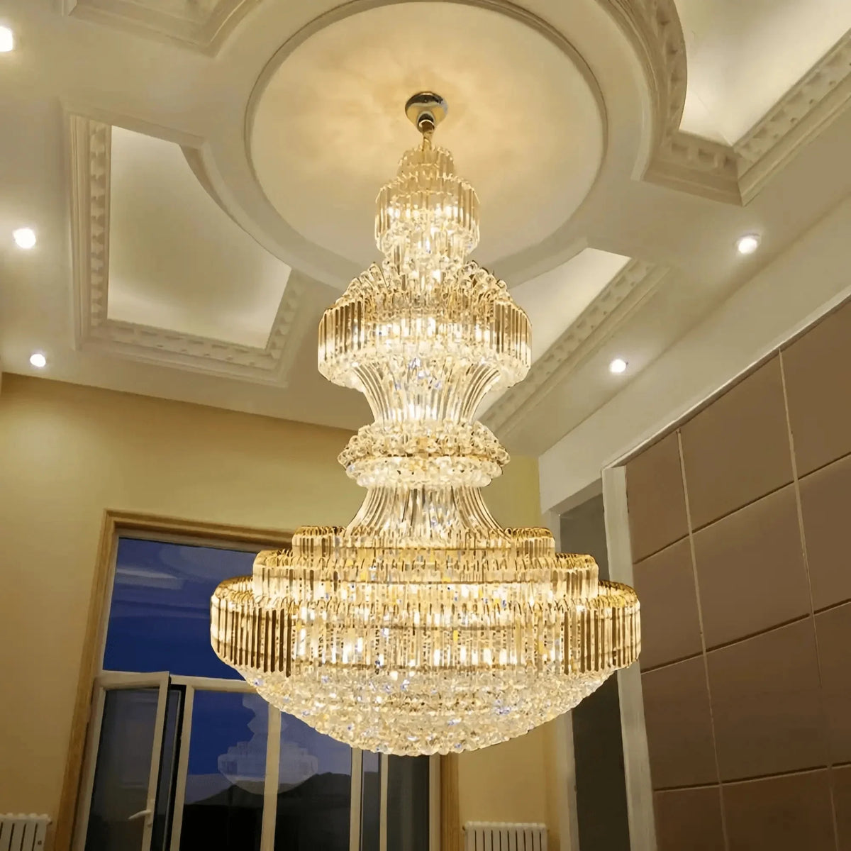 Luxury Extra Large Crystal Chandelier Round Ceiling Light Fixture for Foyer, Entryway & Entrance - D39.4"*H59.1"Warm Lightcasivra