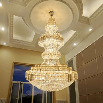 Luxury Extra Large Crystal Chandelier Round Ceiling Light Fixture for Foyer, Entryway & Entrance - D39.4"*H59.1"Warm Lightcasivra
