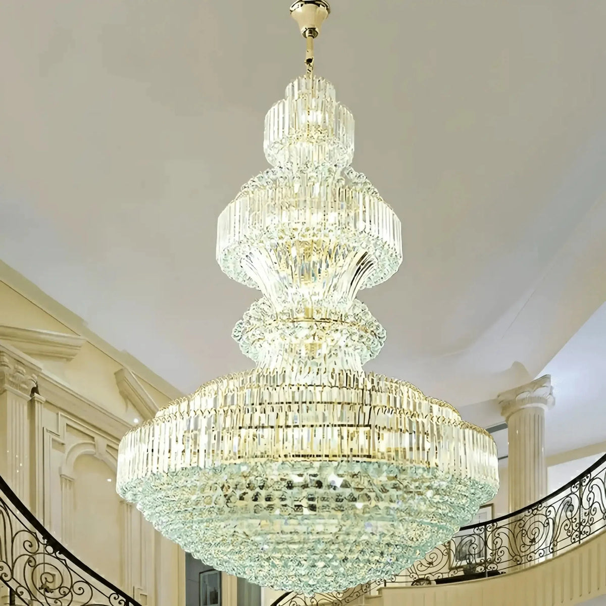 Luxury Extra Large Crystal Chandelier Round Ceiling Light Fixture for Foyer, Entryway & Entrance - D39.4"*H59.1"Warm Lightcasivra