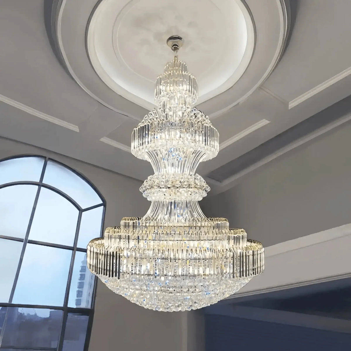 Luxury Extra Large Crystal Chandelier Round Ceiling Light Fixture for Foyer, Entryway & Entrance - D39.4"*H59.1"Warm Lightcasivra