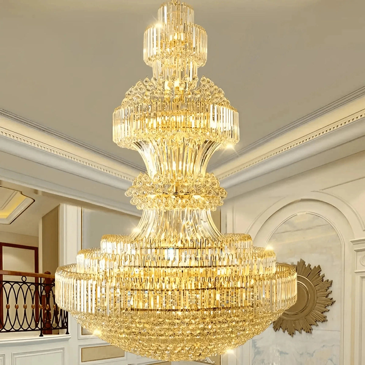 Luxury Extra Large Crystal Chandelier Round Ceiling Light Fixture for Foyer, Entryway & Entrance - D39.4"*H59.1"Warm Lightcasivra