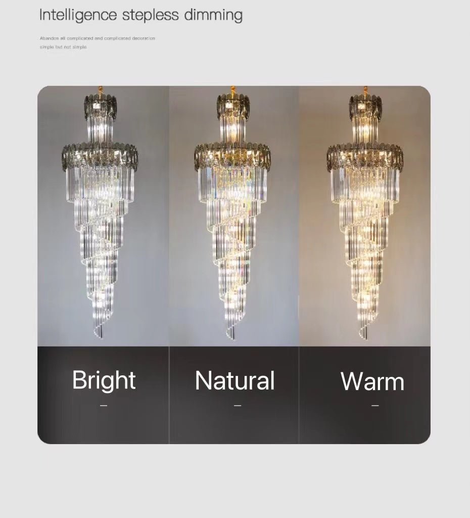 Luxury Extra Large Foyer Spiral Staircase Chandelier Long Crystal Ceiling Light Fixture For Living Room Hall Entrance - D17.7"*H47.2"/ 13 LightsSmoky Graycasivra
