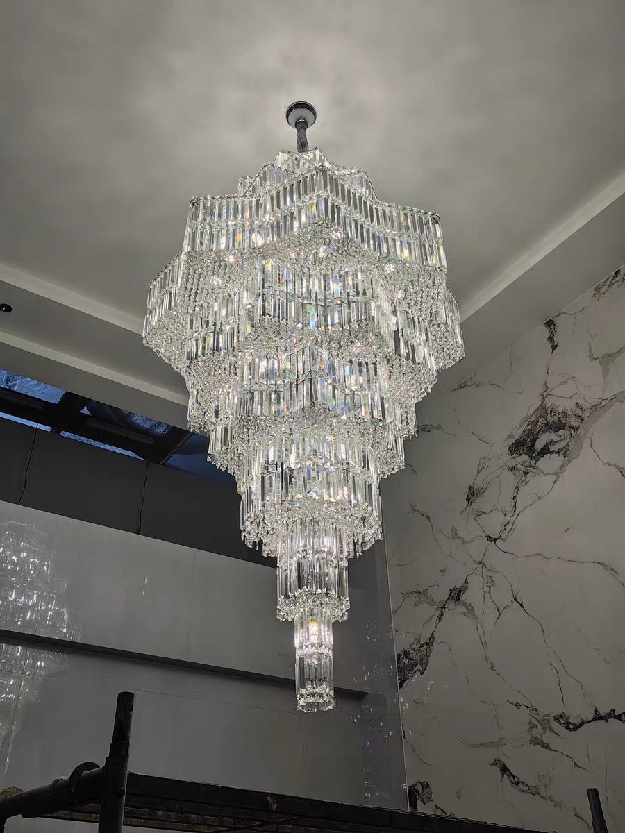 Luxury Extra Large Plaza Multi-Tier Crystal Chandelier For Hotel Hall / 2 Story Foyer / High Ceiling Living Room-Chandeliers-casivra-casivra