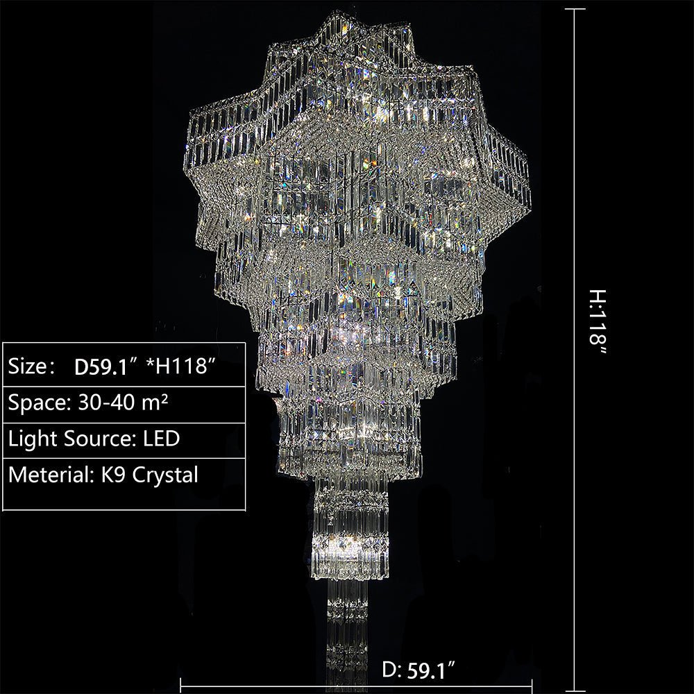 Luxury Extra Large Plaza Multi-Tier Crystal Chandelier For Hotel Hall / 2 Story Foyer / High Ceiling Living Room-Chandeliers-casivra-casivra