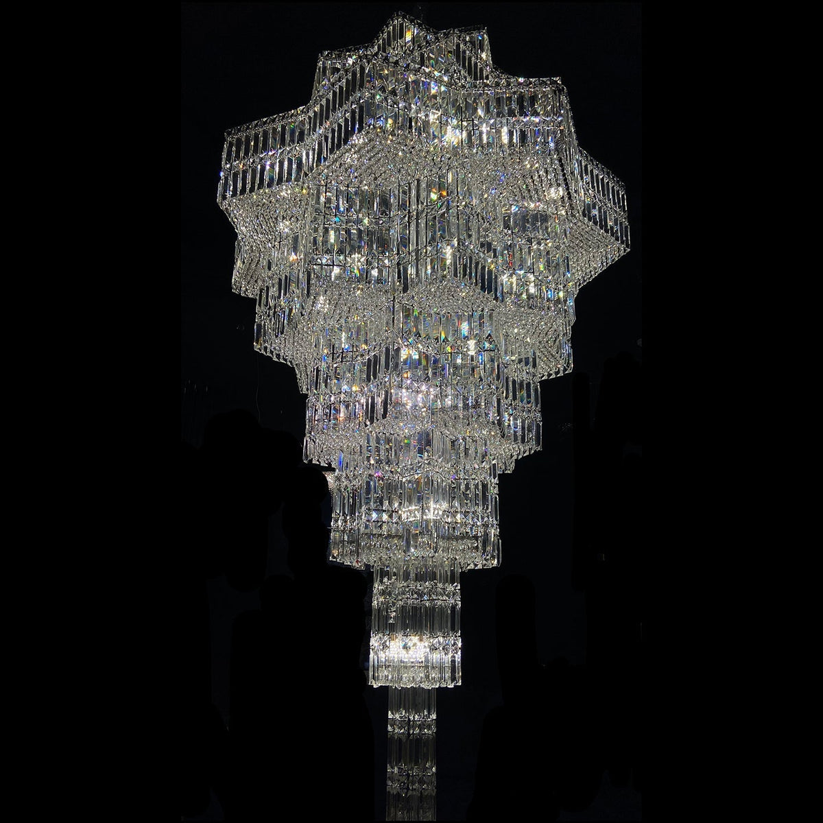 Luxury Extra Large Plaza Multi-Tier Crystal Chandelier For Hotel Hall / 2 Story Foyer / High Ceiling Living Room-Chandeliers-casivra-D39.4"*H70.9"(D100cm*H180cm)/40 Lights/75.9 kg-Warm Light-casivra