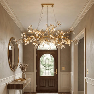 Luxury Glass Bloom Branch Chandelier - ∅ 47.2″ x W 15″ x H 15.7″Gold + Transparentcasivra