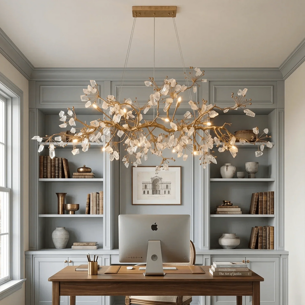 Luxury Glass Bloom Branch Chandelier - ∅ 70.9″ x W 17.7″ x H 19.7″Gold + Transparentcasivra