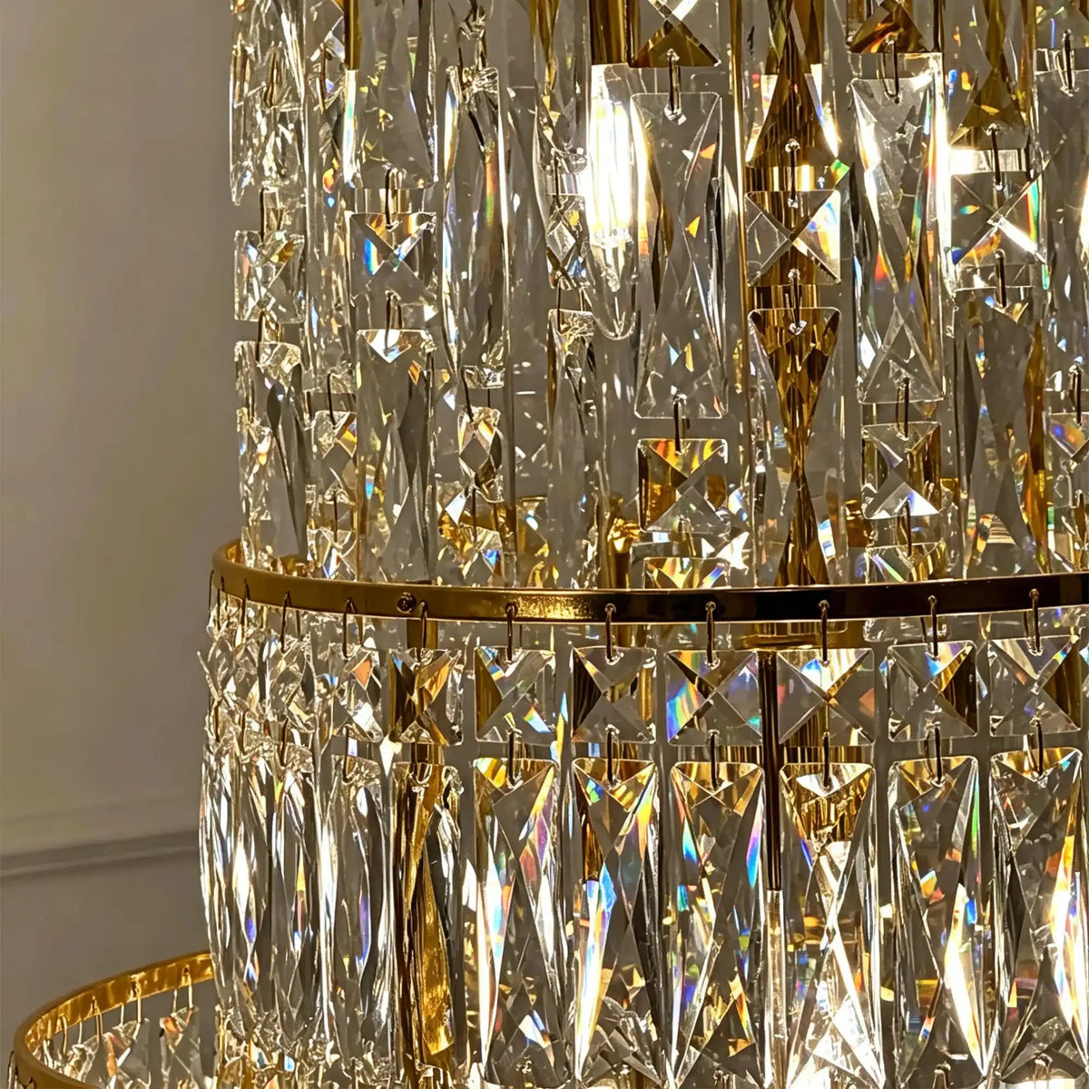 Luxury Majesty Grand Crown Top Cascading Long Tiered Crystal Chandelier - D23.62"*H137.80" (D60cm*H350cm)Warm Lightcasivra