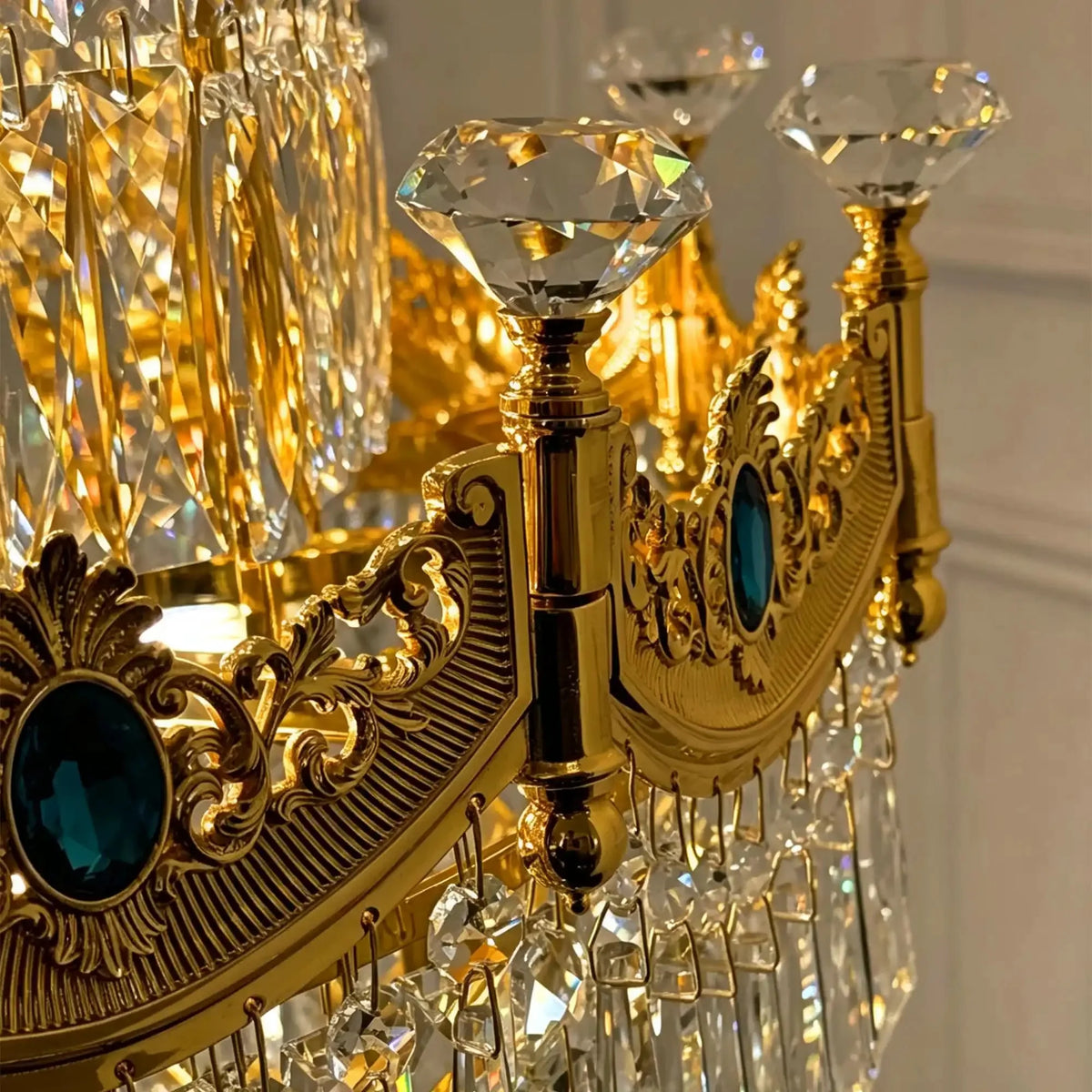 Luxury Majesty Grand Crown Top Cascading Long Tiered Crystal Chandelier - D23.62"*H137.80" (D60cm*H350cm)Warm Lightcasivra