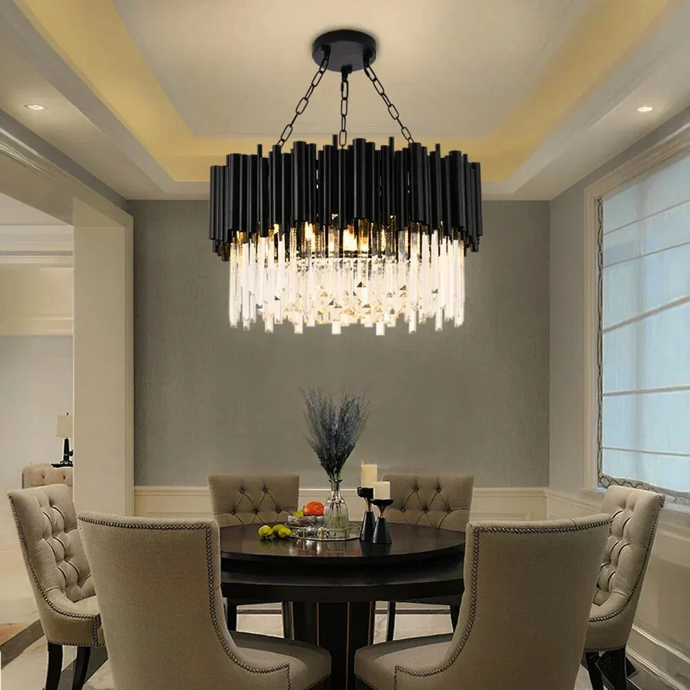 Luxury Modern Living Room Black Crystal Light Fixture - W17.7‘’×H15''casivra
