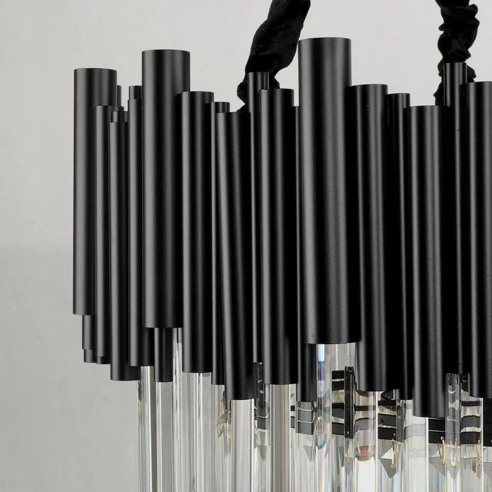 Luxury Modern Living Room Black Crystal Light Fixture - W17.7‘’×H15''casivra