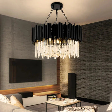 Luxury Modern Living Room Black Crystal Light Fixture - W17.7‘’×H15''casivra