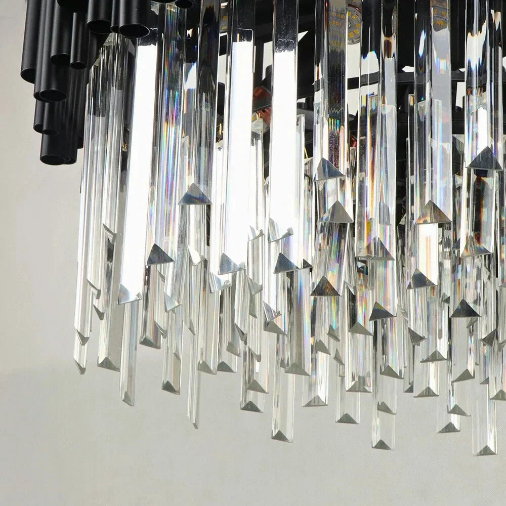 Luxury Modern Living Room Black Crystal Light Fixture - W17.7‘’×H15''casivra