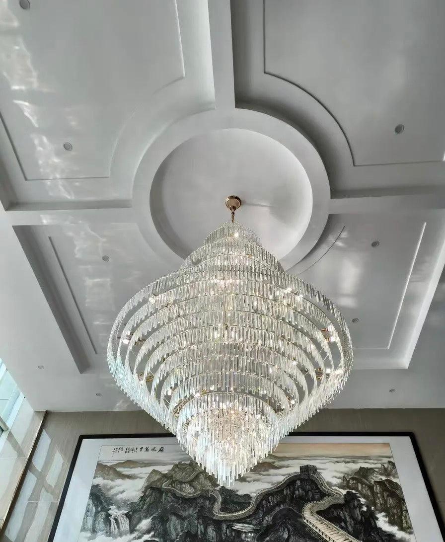 Luxury Multi - tiered Extra Large Crystal Chandelier for Staircase/Foyer/Entryway - 87 Lights/ D59.1"*H92.52"casivra
