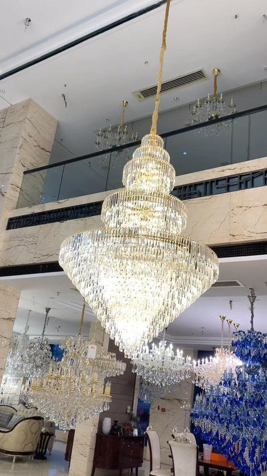 Luxury Multi - tiered Extra Large Crystal Chandelier for Staircase/Foyer/Entryway - 87 Lights/ D59.1"*H92.52"casivra
