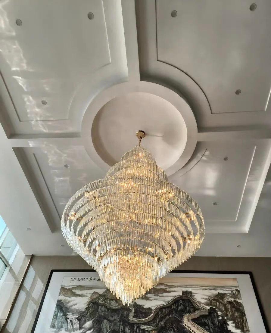 Luxury Multi - tiered Extra Large Crystal Chandelier for Staircase/Foyer/Entryway - 87 Lights/ D59.1"*H92.52"casivra