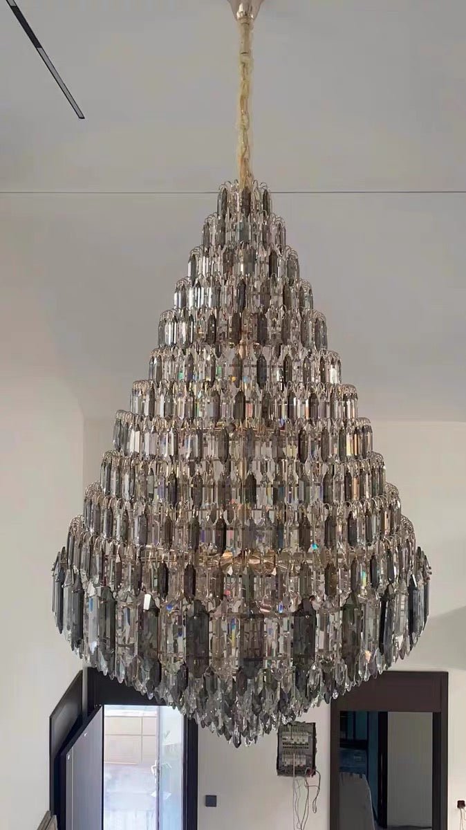Luxury Multi-tiered Honeycomb Crystal Chandelier for High Ceiling-Chandeliers-casivra-casivra