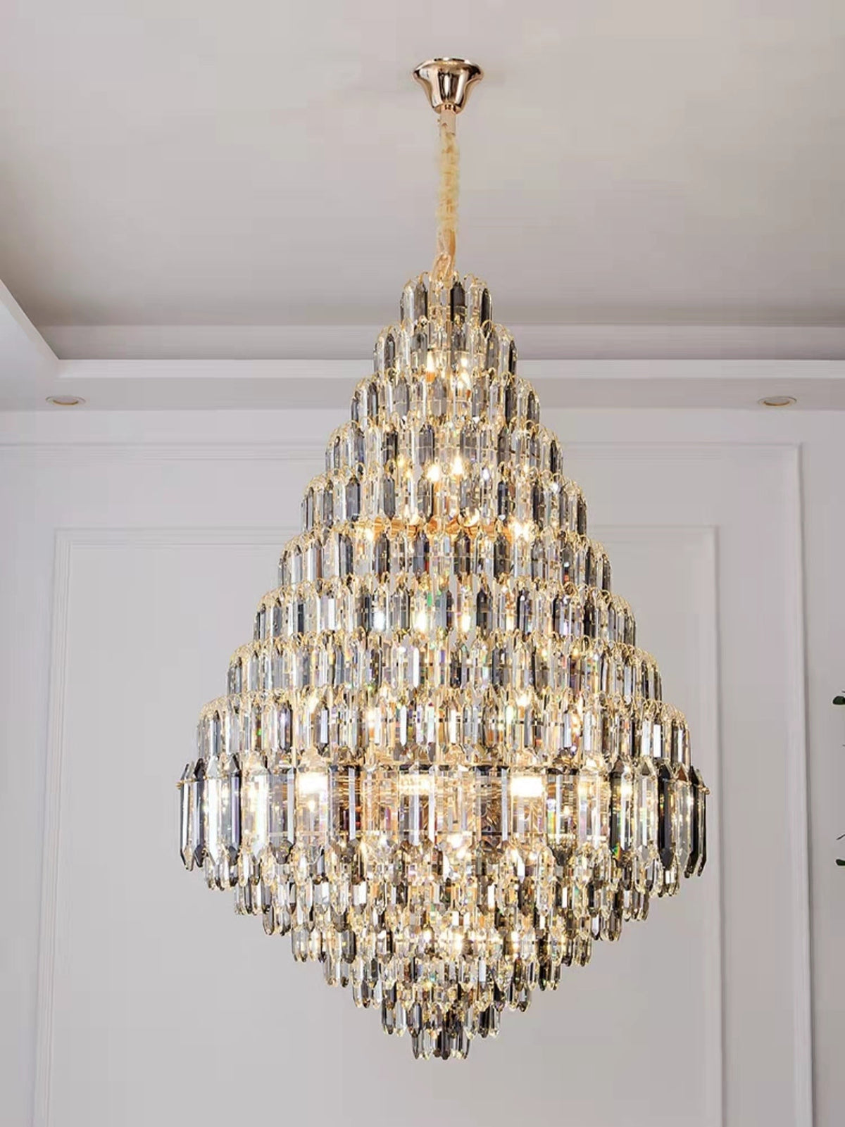 Luxury Multi-tiered Honeycomb Crystal Chandelier for High Ceiling-Chandeliers-casivra-casivra