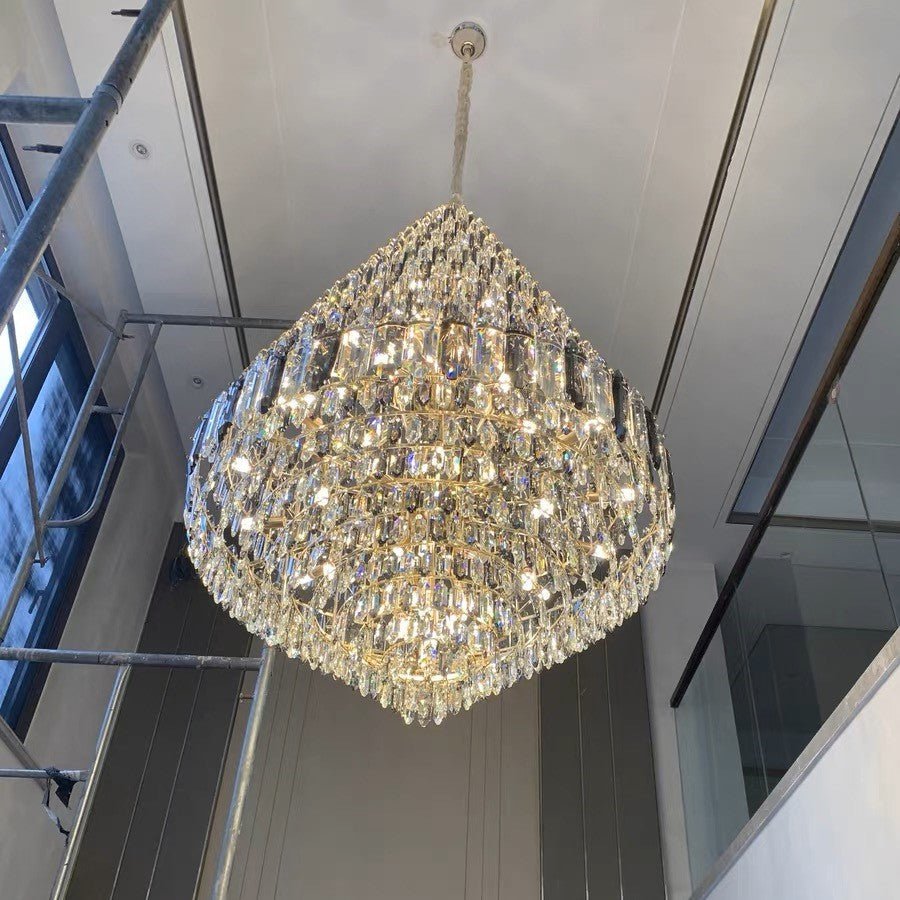 Luxury Multi-tiered Honeycomb Crystal Chandelier for High Ceiling-Chandeliers-casivra-casivra