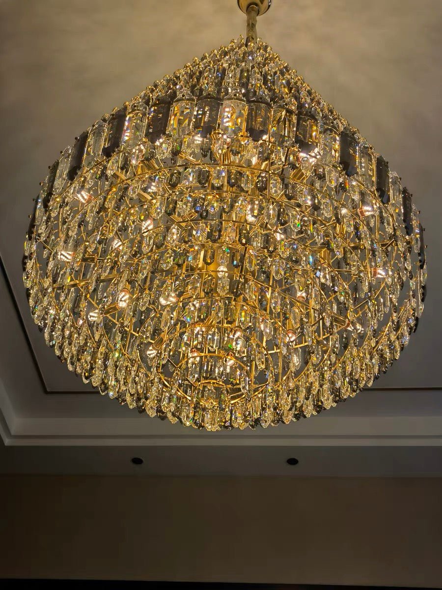 Luxury Multi-tiered Honeycomb Crystal Chandelier for High Ceiling-Chandeliers-casivra-casivra