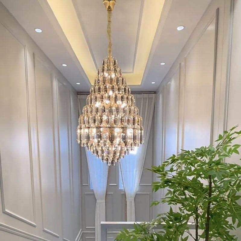 Luxury Multi-tiered Honeycomb Crystal Chandelier for High Ceiling-Chandeliers-casivra-casivra