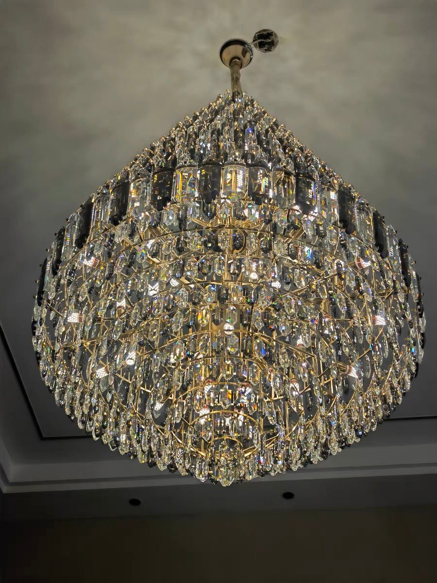 Luxury Multi-tiered Honeycomb Crystal Chandelier for High Ceiling-Chandeliers-casivra-casivra
