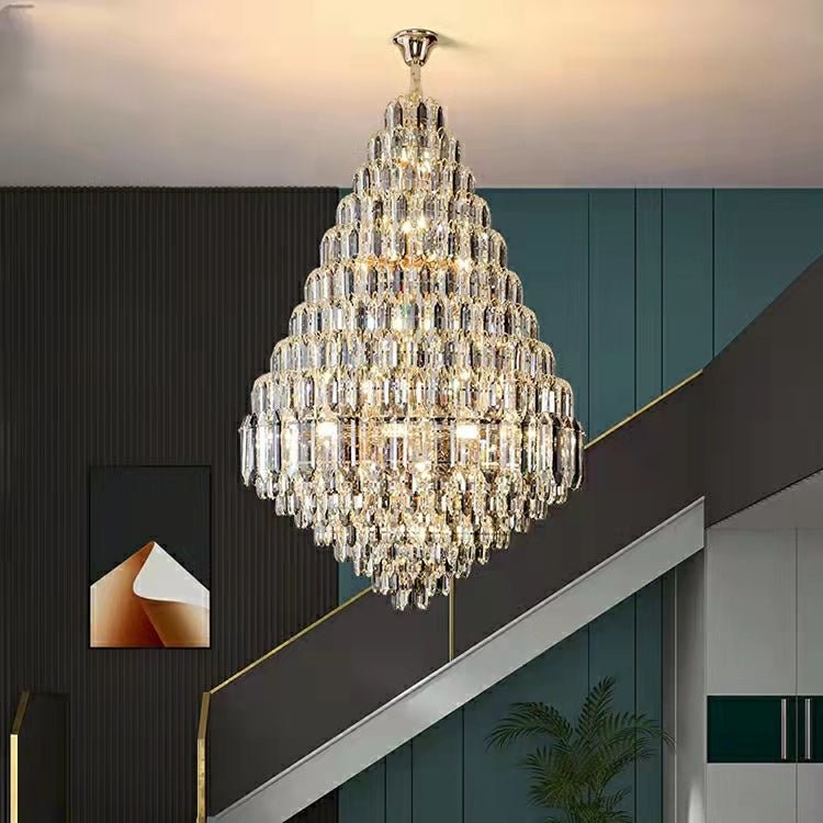 Luxury Multi-tiered Honeycomb Crystal Chandelier for High Ceiling-Chandeliers-casivra-casivra