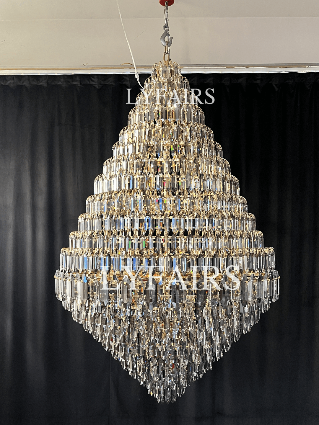 Luxury Multi-tiered Honeycomb Crystal Chandelier for High Ceiling-Chandeliers-casivra-casivra