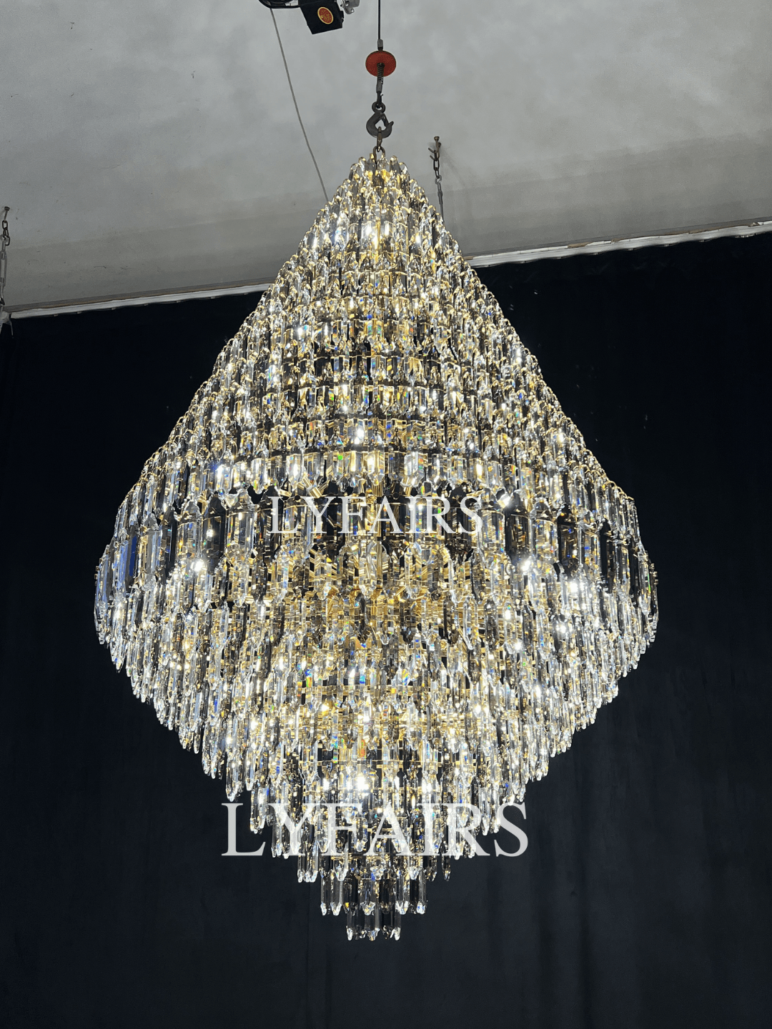 Luxury Multi-tiered Honeycomb Crystal Chandelier for High Ceiling-Chandeliers-casivra-casivra