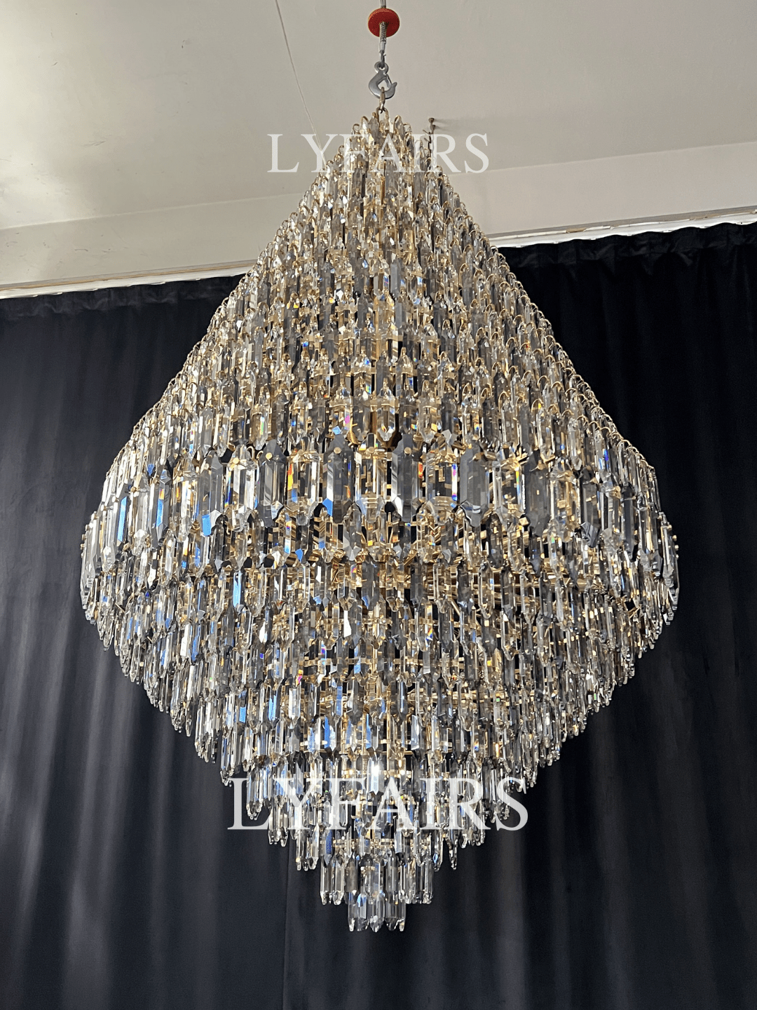 Luxury Multi-tiered Honeycomb Crystal Chandelier for High Ceiling-Chandeliers-casivra-casivra