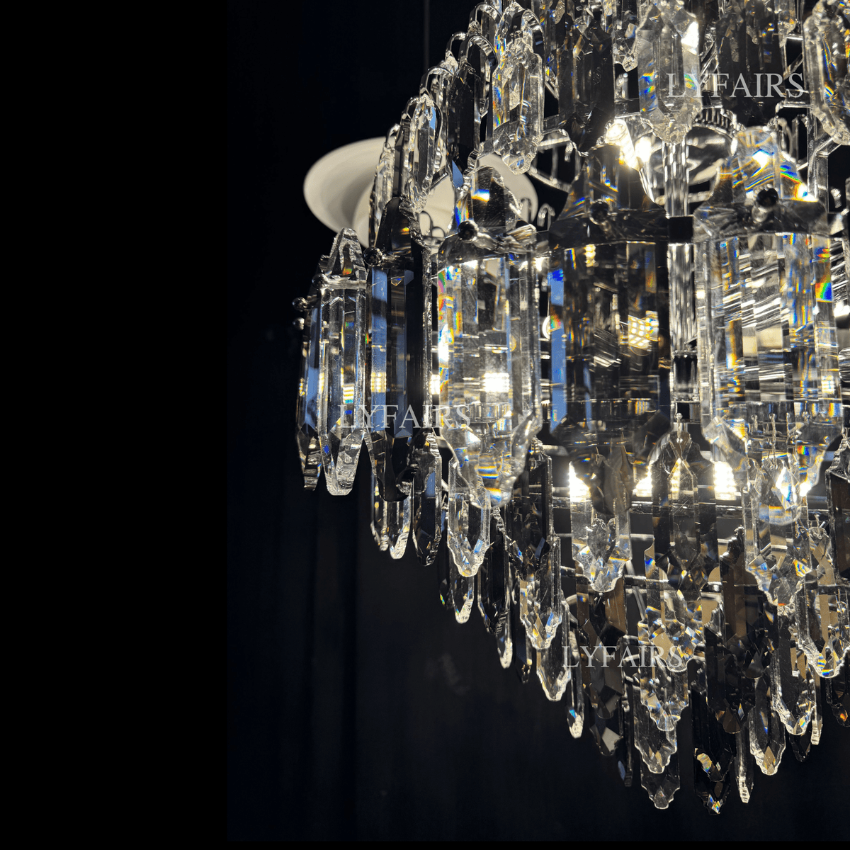 Luxury Multi-tiered Honeycomb Crystal Chandelier for High Ceiling-Chandeliers-casivra-casivra