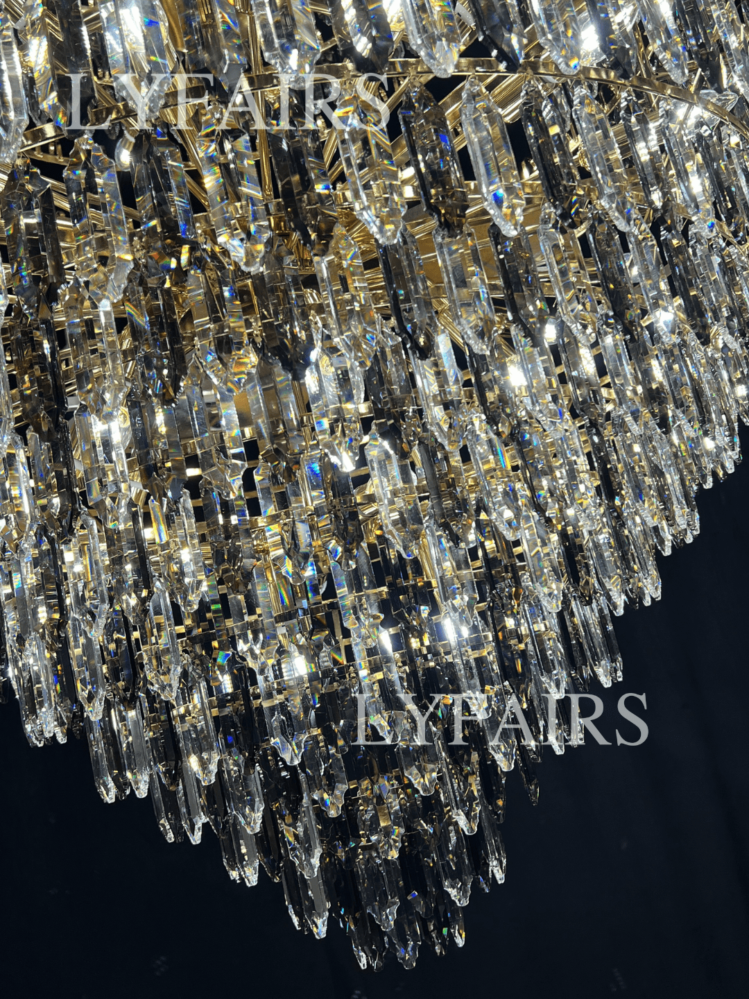 Luxury Multi-tiered Honeycomb Crystal Chandelier for High Ceiling-Chandeliers-casivra-casivra