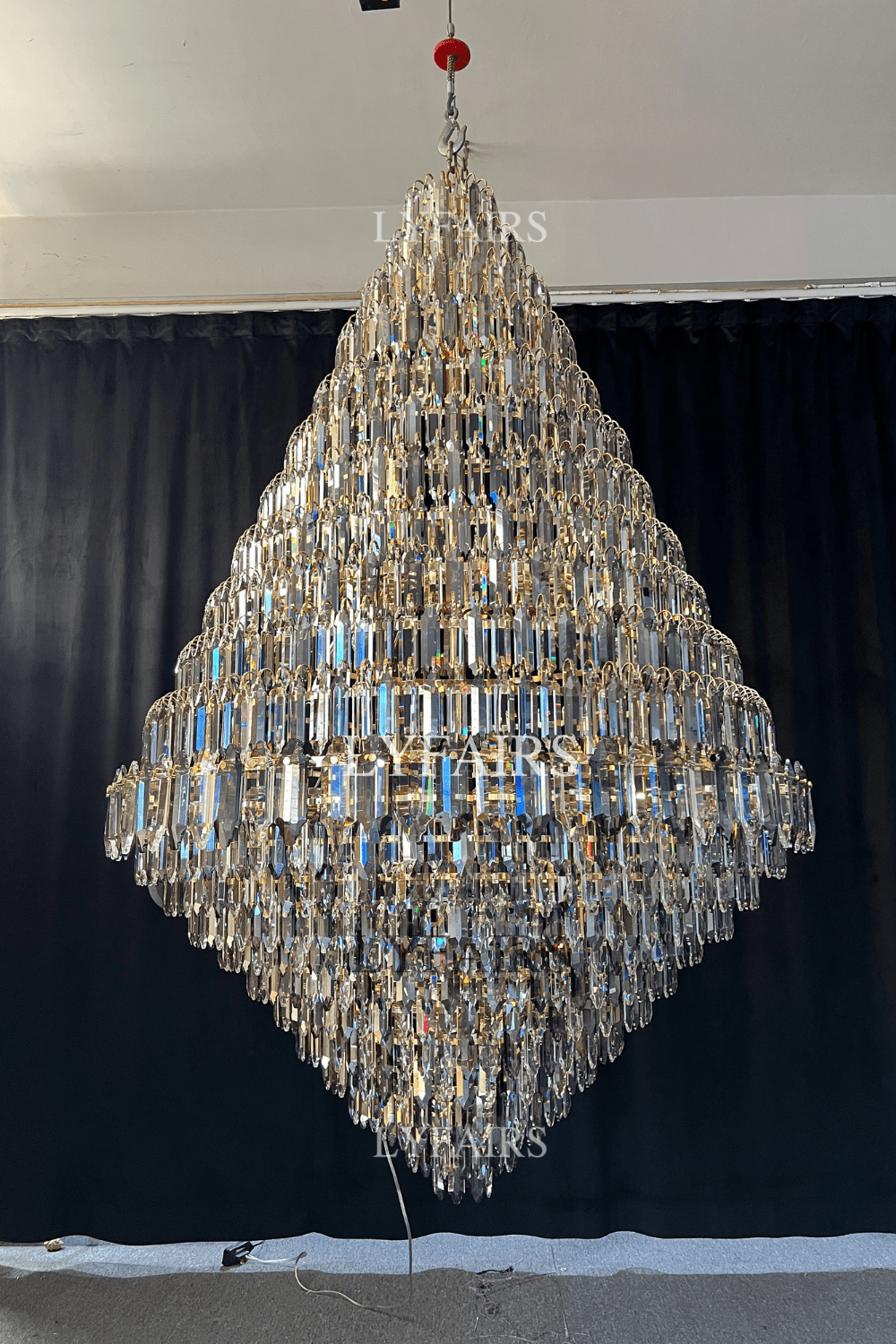 Luxury Multi-tiered Honeycomb Crystal Chandelier for High Ceiling-Chandeliers-casivra-casivra