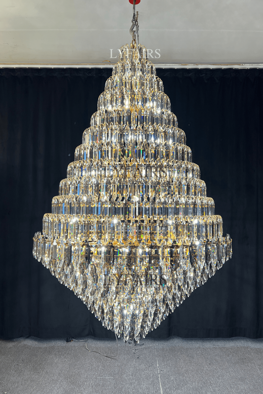 Luxury Multi-tiered Honeycomb Crystal Chandelier for High Ceiling-Chandeliers-casivra-casivra