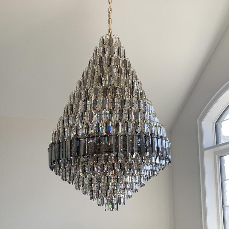Luxury Multi-tiered Honeycomb Crystal Chandelier for High Ceiling-Chandeliers-casivra-casivra