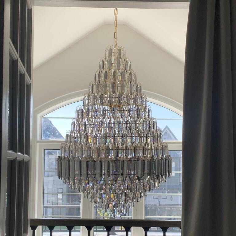 Luxury Multi-tiered Honeycomb Crystal Chandelier for High Ceiling-Chandeliers-casivra-casivra