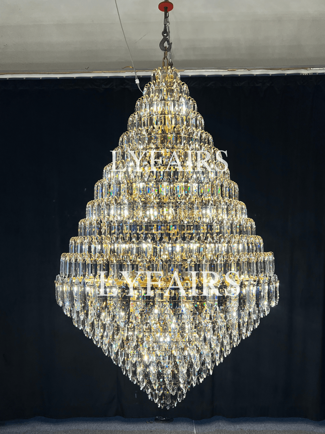 Luxury Multi-tiered Honeycomb Crystal Chandelier for High Ceiling-Chandeliers-casivra-casivra
