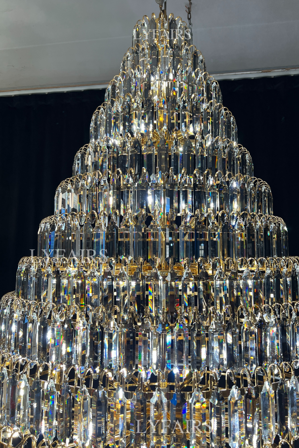 Luxury Multi-tiered Honeycomb Crystal Chandelier for High Ceiling-Chandeliers-casivra-casivra