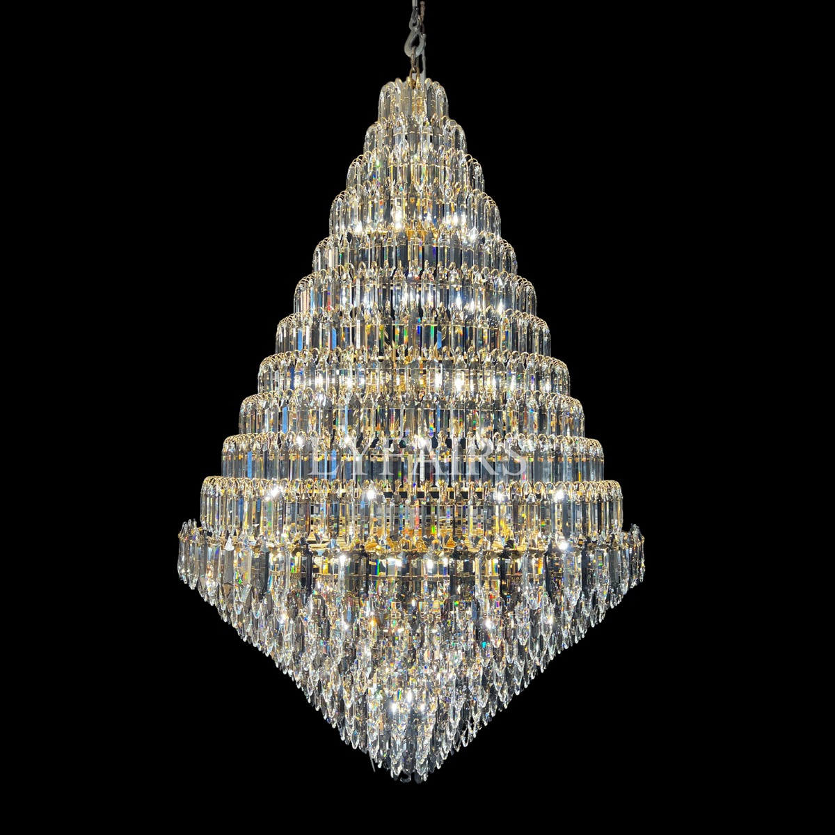 Luxury Multi-tiered Honeycomb Crystal Chandelier for High Ceiling-Chandeliers-casivra-casivra