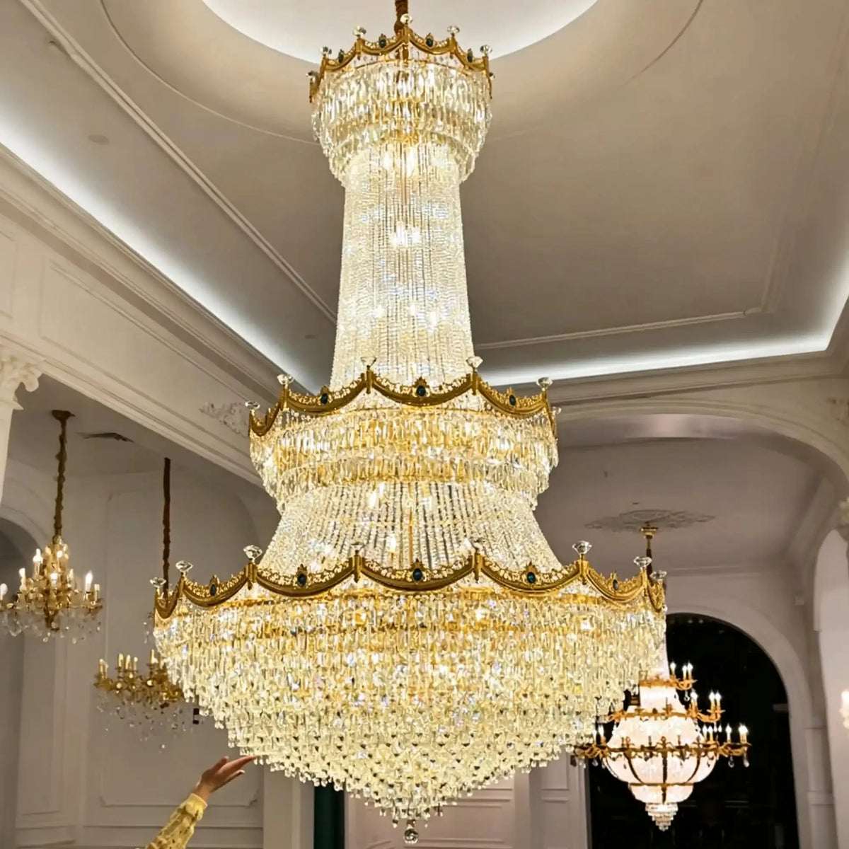 Luxury Palace-Style Tiered Gilded Brass Arm Crystal Chandelier - D64.96"*H90.55" (D165cm*H230cm)Warm Lightcasivra