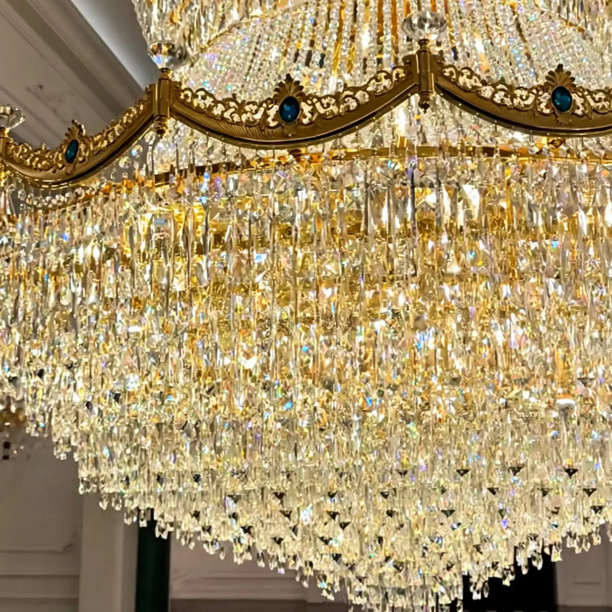 Luxury Palace-Style Tiered Gilded Brass Arm Crystal Chandelier - D64.96"*H90.55" (D165cm*H230cm)Warm Lightcasivra