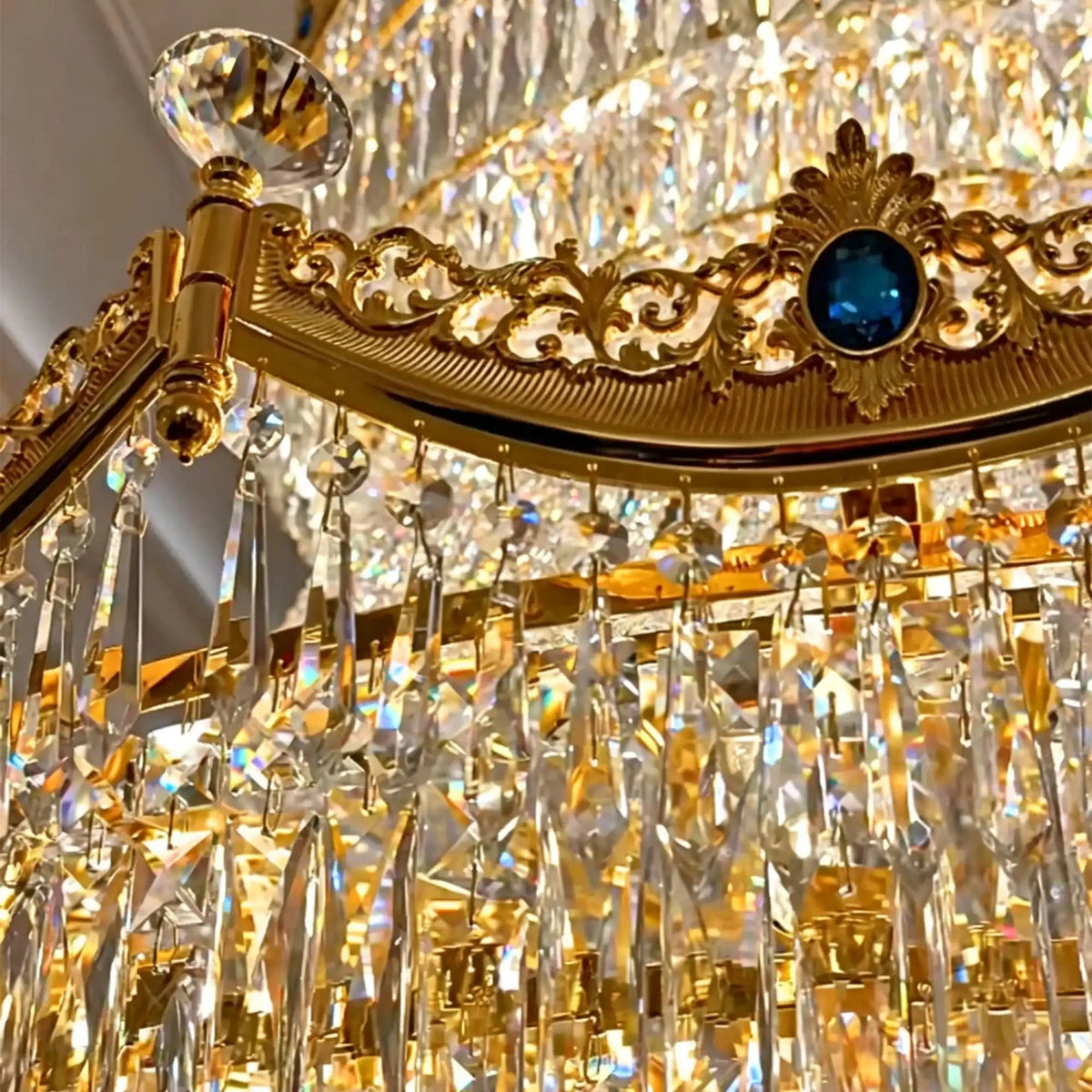 Luxury Palace-Style Tiered Gilded Brass Arm Crystal Chandelier - D64.96"*H90.55" (D165cm*H230cm)Warm Lightcasivra