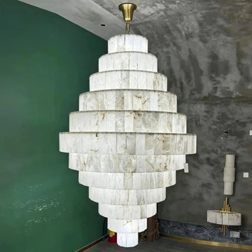 Luxury Sculpted Pyramid-Tier Alabaster Chandelier for High Ceiling - D48.03"*H44.09"(D122cm*H112cm)/85kgWarm Light 3000Kcasivra
