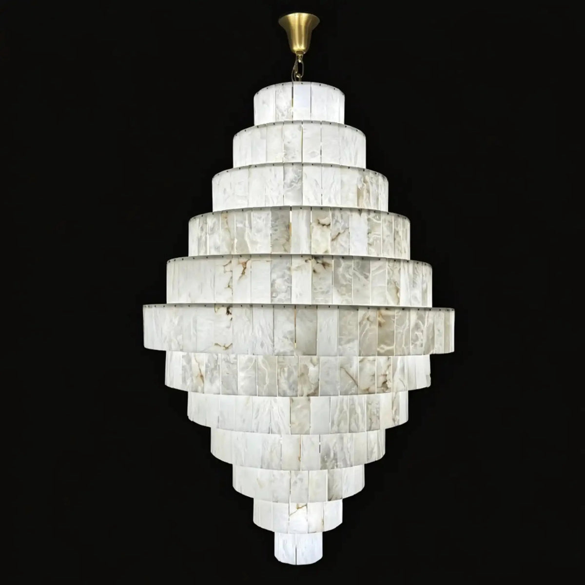 Luxury Sculpted Pyramid-Tier Alabaster Chandelier for High Ceiling - D48.03"*H44.09"(D122cm*H112cm)/85kgWarm Light 3000Kcasivra