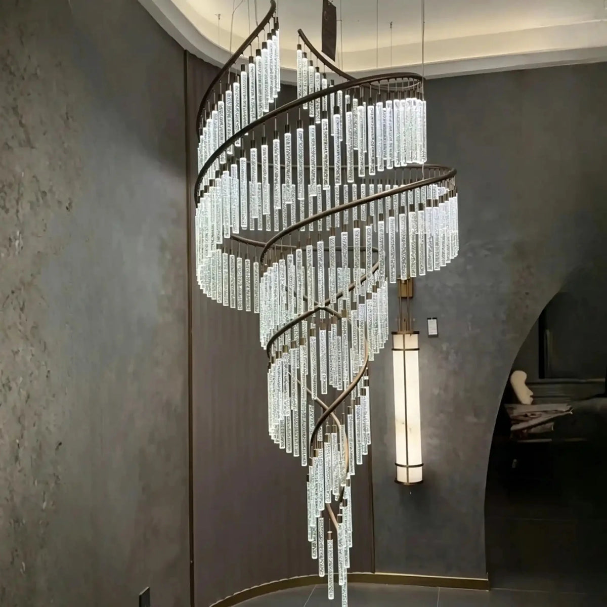 Luxury Spiral Bubble Crystal Chandelier for High Ceiling - D59.1"*H110.24"(D150cm*H280cm)Warm Lightcasivra