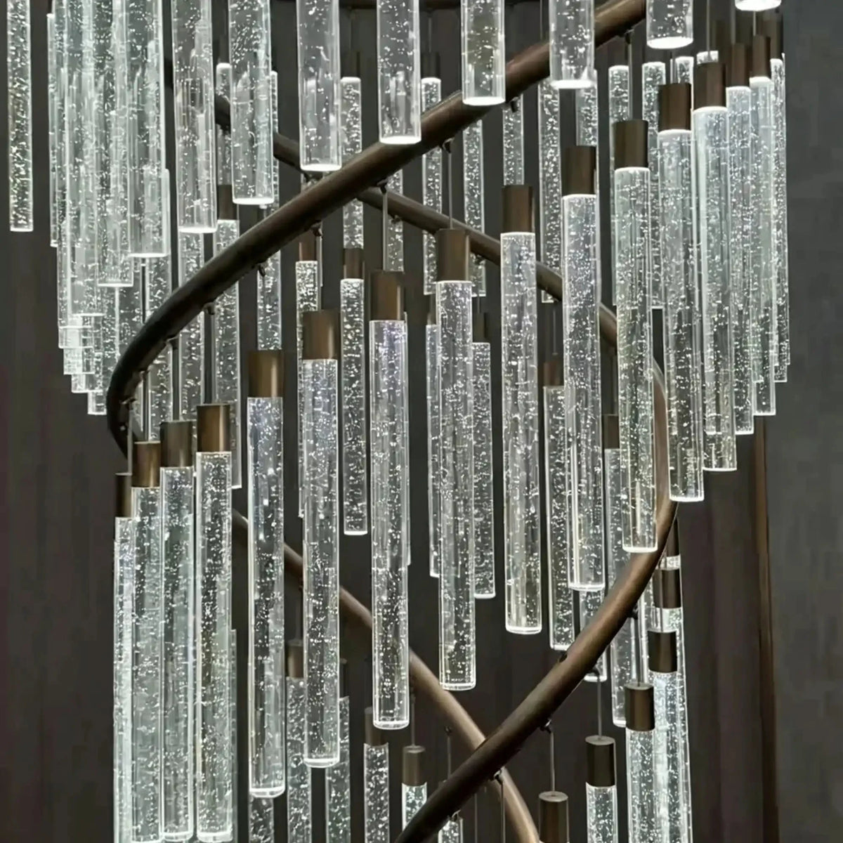 Luxury Spiral Bubble Crystal Chandelier for High Ceiling - CustomWarm Lightcasivra