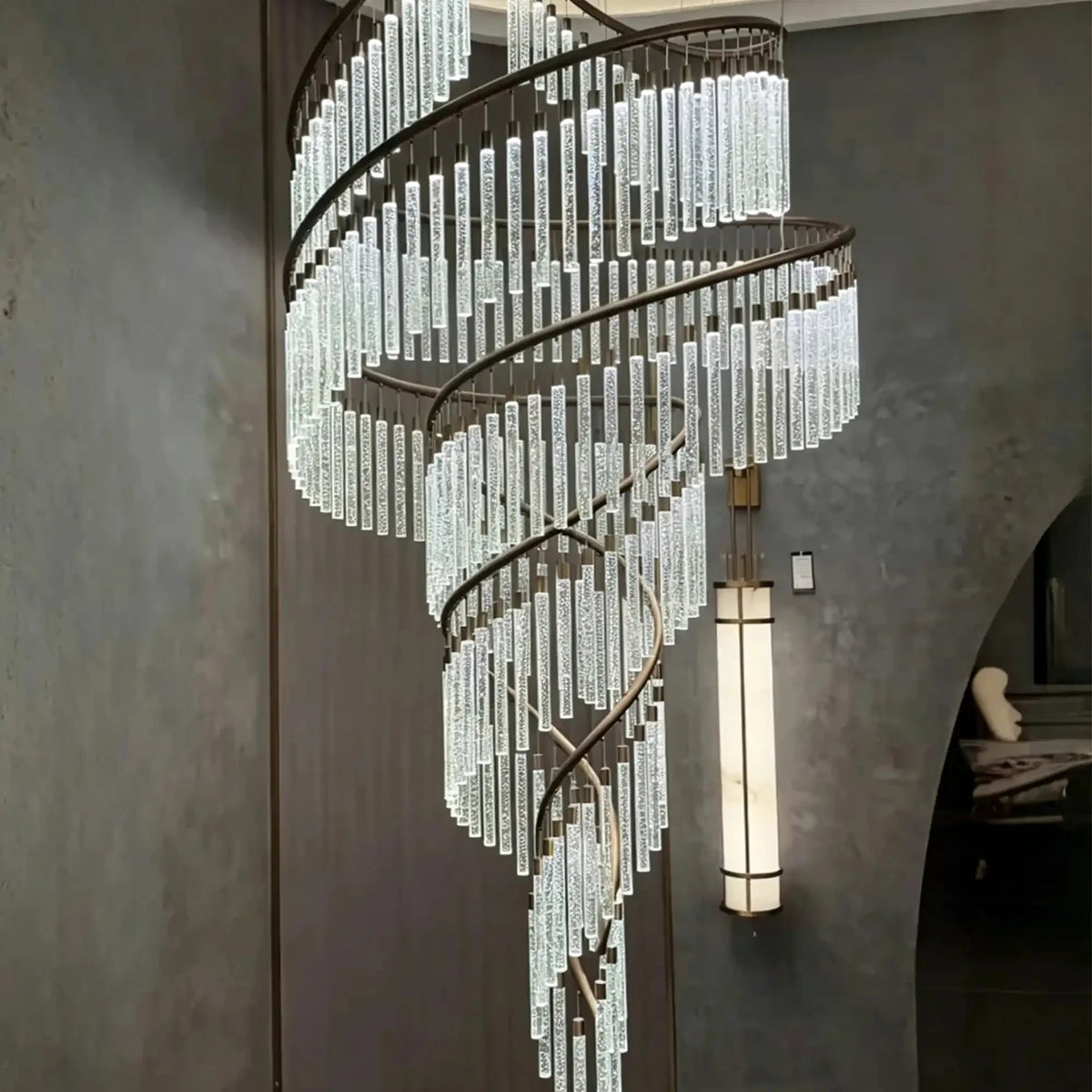 Luxury Spiral Bubble Crystal Chandelier for High Ceiling - CustomWarm Lightcasivra