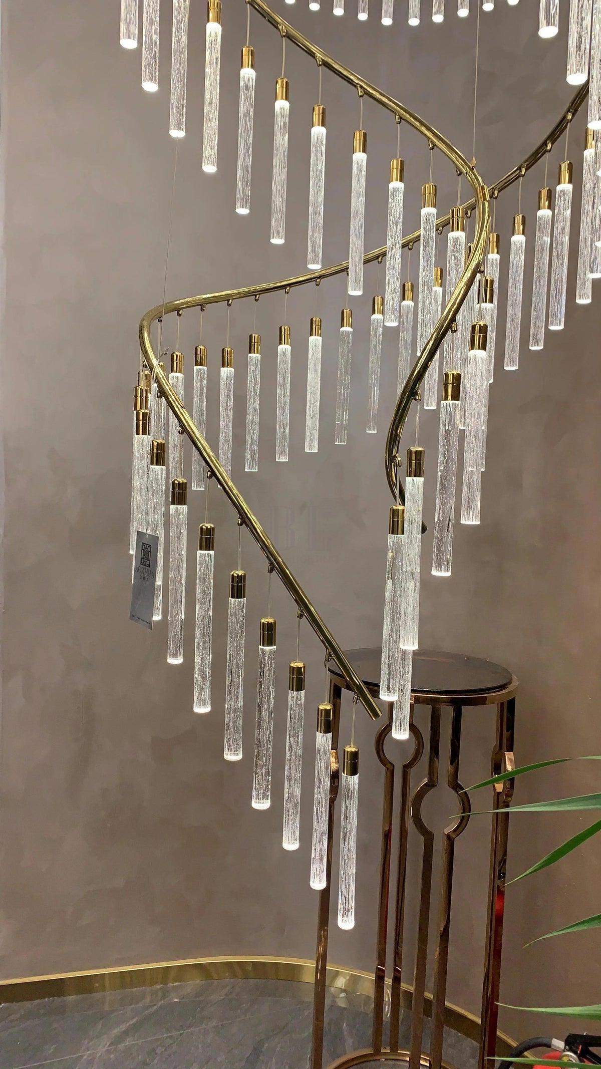 Luxury Spiral Bubble Crystal Stick Chandelier for Staircase/Foyer/High-ceiling - D47.2"*H114.17"(D120cm*H290cm)/62.6kgWithout BaseWarm Lightcasivra