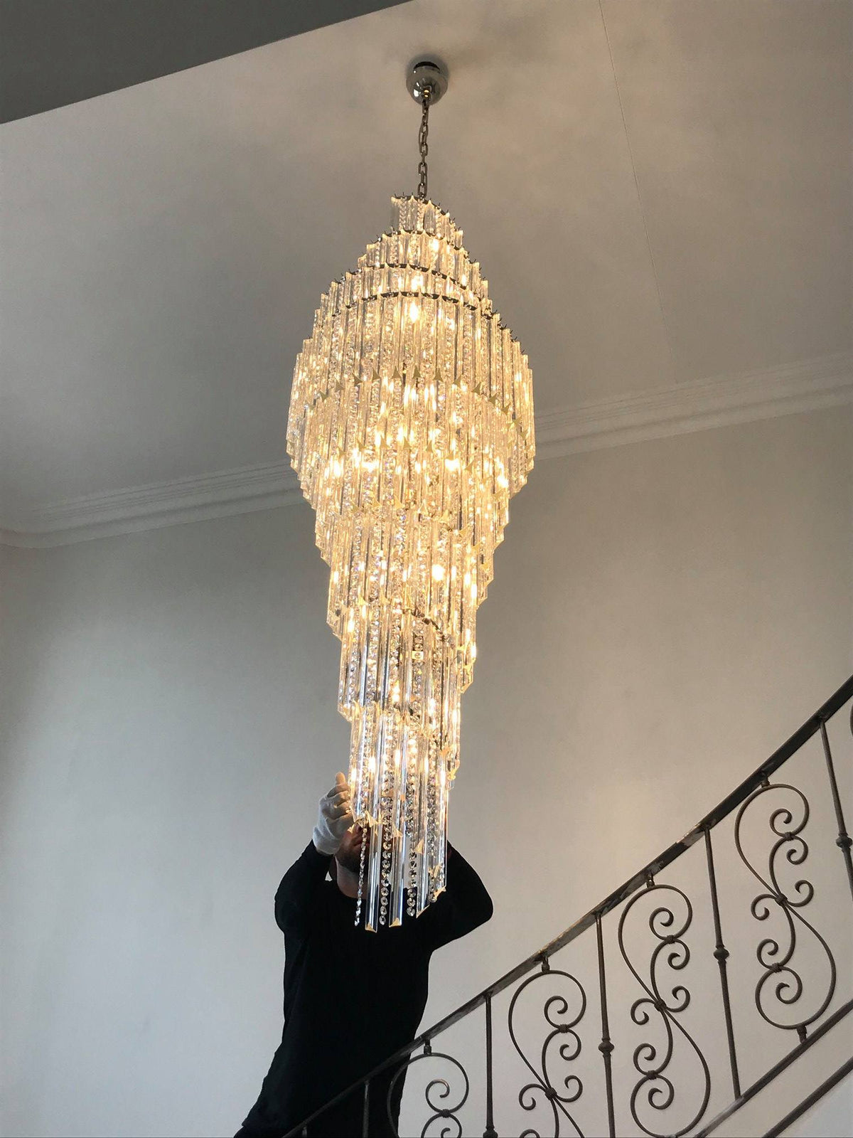 Luxury Spiral Crystal Chandelier for High - ceiling/Foyer/Staircase - D21.6"*H86.6"/60.4kgWarm Lightcasivra
